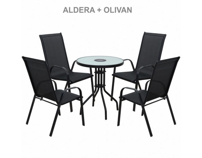 Záhradný stolík Olivan - čierna