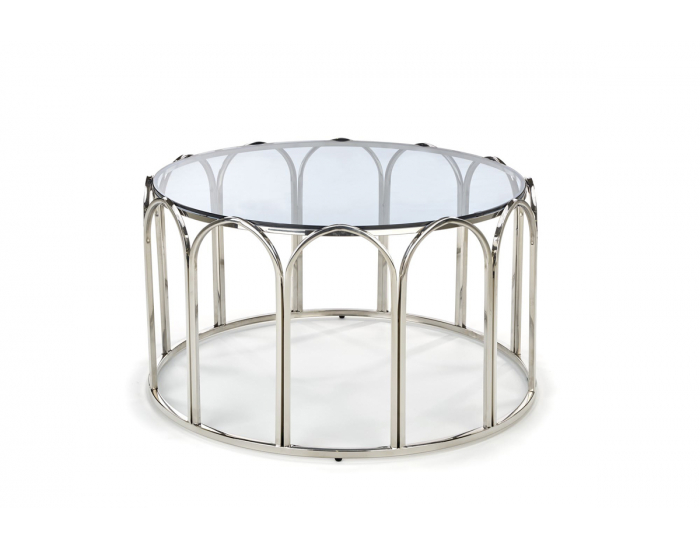 Okrúhly konferenčný stolík Olivia - dymová / strieborná