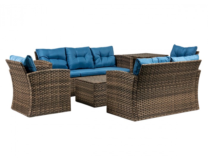 Záhradný nábytok z umelého ratanu Olivonder - hnedá / modrá