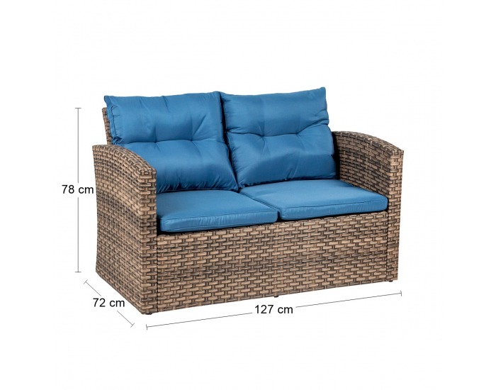 Záhradný nábytok z umelého ratanu Olivonder - hnedá / modrá