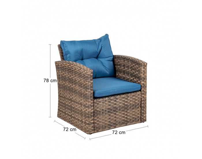 Záhradný nábytok z umelého ratanu Olivonder - hnedá / modrá