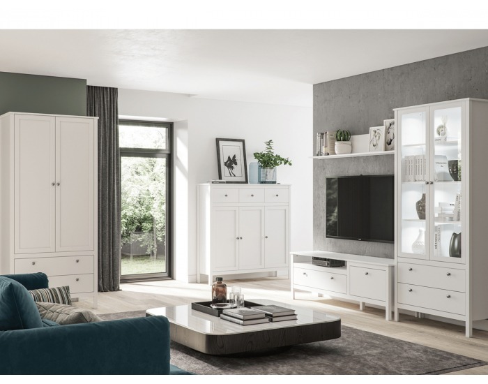 Trojdverová komoda so zásuvkou Olje 3D3S - biela