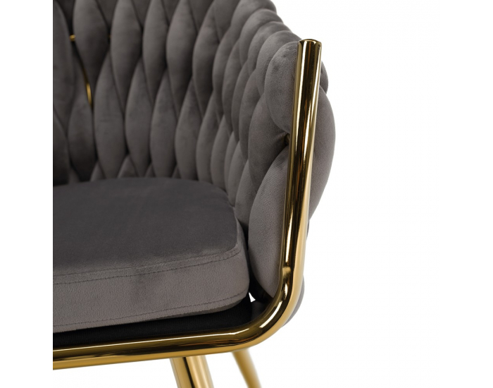 Dizajnové kreslo Olven - sivá / zlatá