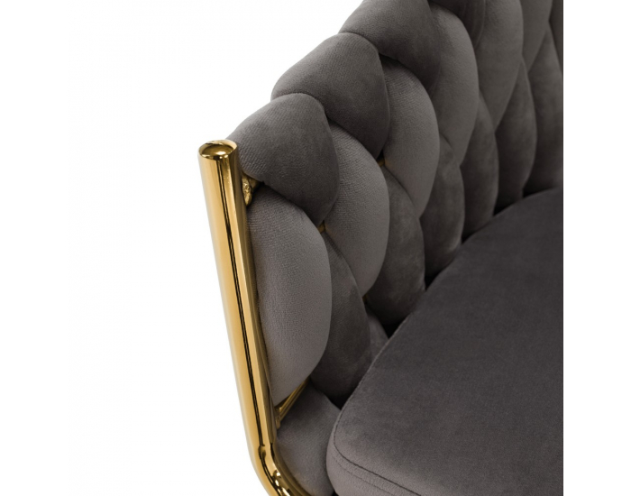 Dizajnové kreslo Olven - sivá / zlatá