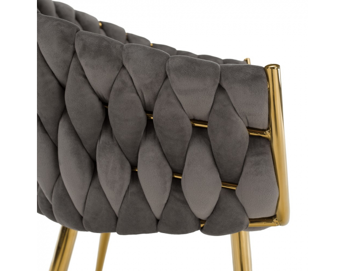 Dizajnové kreslo Olven - sivá / zlatá