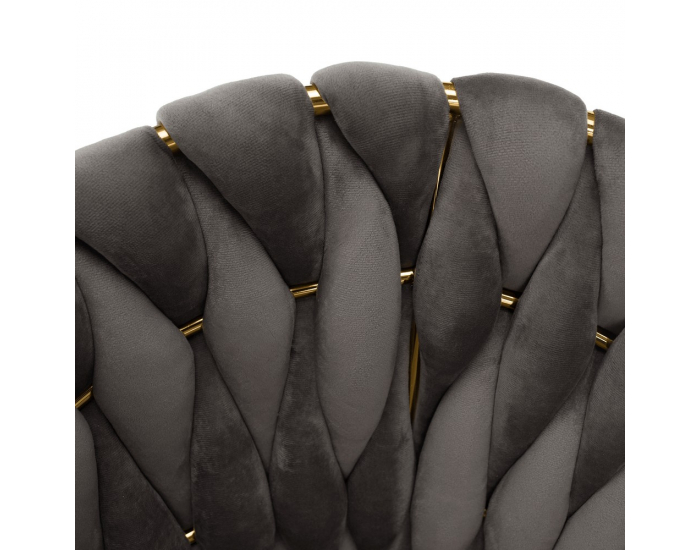 Dizajnové kreslo Olven - sivá / zlatá