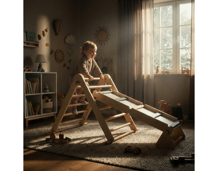 Montessori Piklerovej trojuholník 3v1 Oprin - prírodná / mix farieb