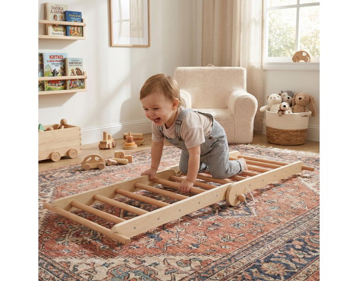 Montessori Piklerovej trojuholník 3v1 Oprin - prírodná / mix farieb