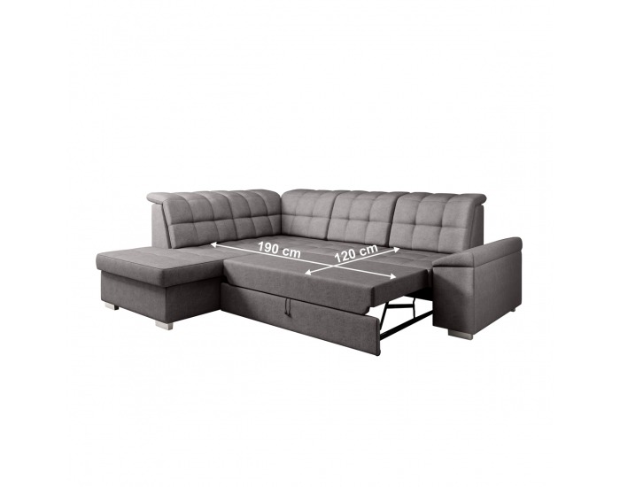 Rohová sedačka s rozkladom a úložným priestorom Oreo Roh L - hnedosivá