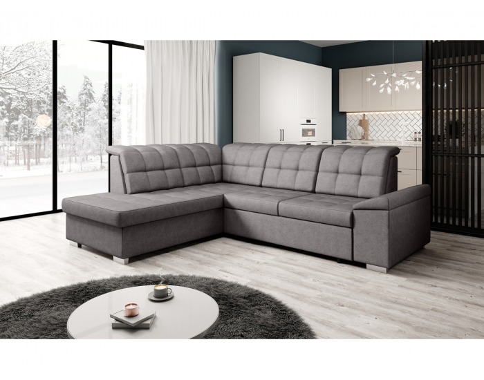 Rohová sedačka s rozkladom a úložným priestorom Oreo Roh L - hnedosivá