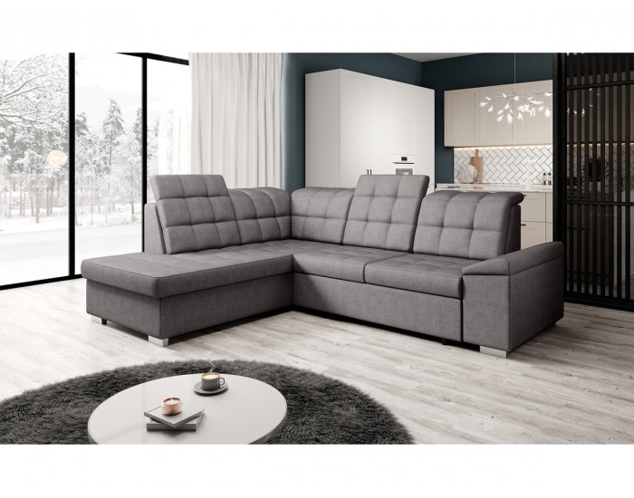 Rohová sedačka s rozkladom a úložným priestorom Oreo Roh L - hnedosivá