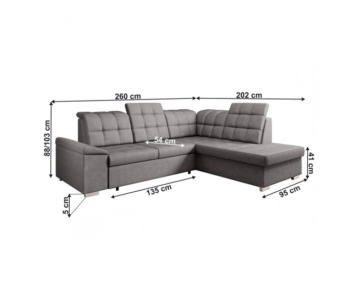 Rohová sedačka s rozkladom a úložným priestorom Oreo Roh P - hnedosivá