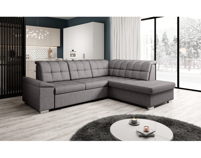 Rohová sedačka s rozkladom a úložným priestorom Oreo Roh P - hnedosivá