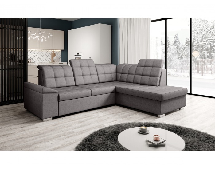 Rohová sedačka s rozkladom a úložným priestorom Oreo Roh P - hnedosivá