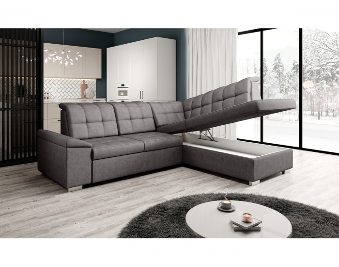 Rohová sedačka s rozkladom a úložným priestorom Oreo Roh P - hnedosivá