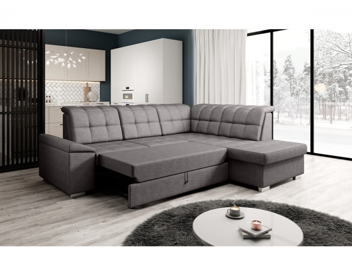 Rohová sedačka s rozkladom a úložným priestorom Oreo Roh P - hnedosivá