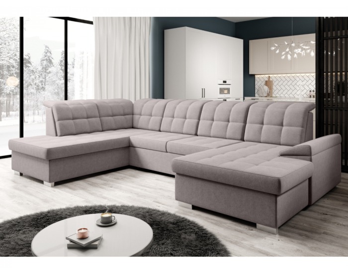 Rohová sedačka U s rozkladom a úložným priestorom Oreo U L - sivobéžová (taupe)