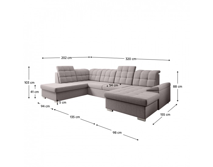 Rohová sedačka U s rozkladom a úložným priestorom Oreo U L - sivobéžová (taupe)