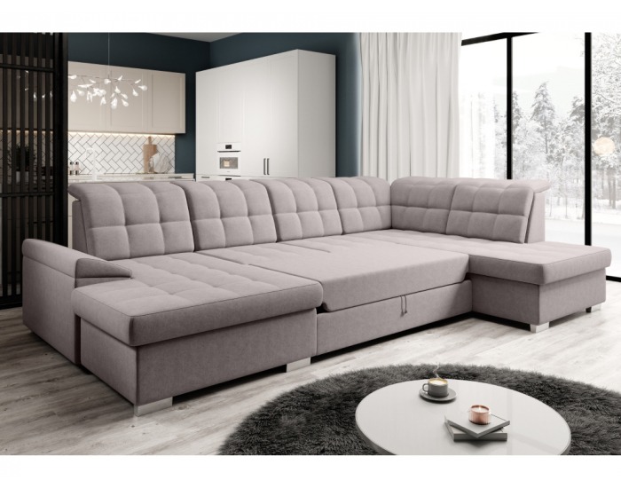 Rohová sedačka U s rozkladom a úložným priestorom Oreo U P - sivobéžová (taupe)