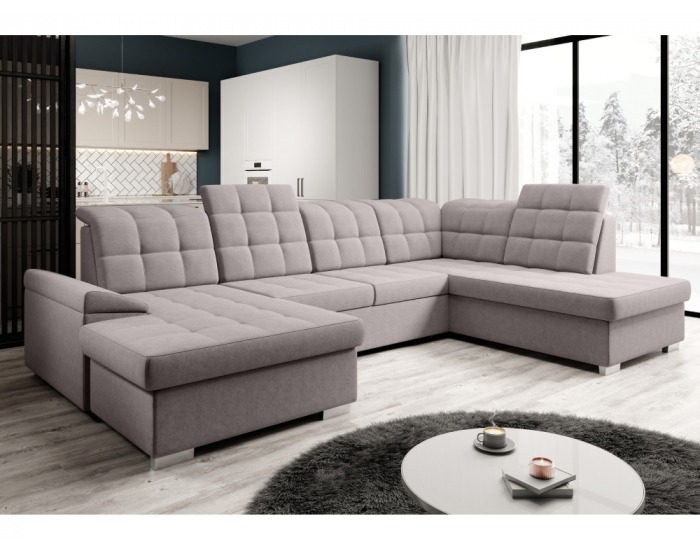 Rohová sedačka U s rozkladom a úložným priestorom Oreo U P - sivobéžová (taupe)