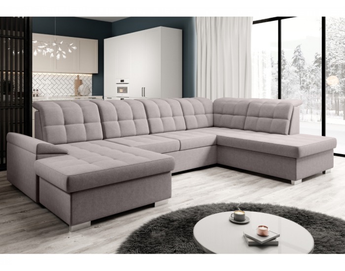 Rohová sedačka U s rozkladom a úložným priestorom Oreo U P - sivobéžová (taupe)