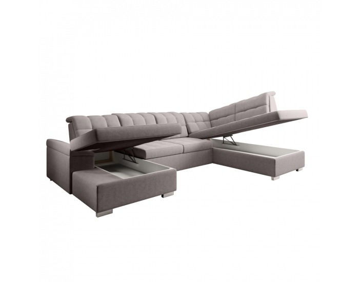 Rohová sedačka U s rozkladom a úložným priestorom Oreo U P - sivobéžová (taupe)