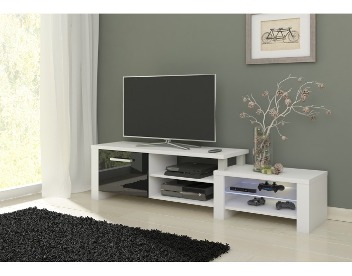 TV stolík Orion - biela / čierny lesk