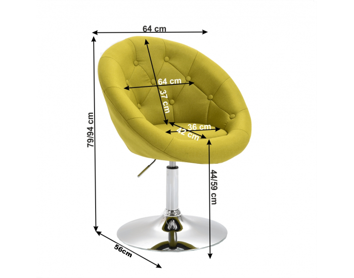 Otočné kreslo Gulen - žltozelená / chróm