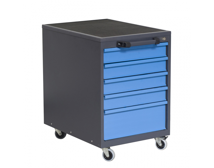 Mobilný kontajner k pracovnému stolu na kolieskach P6 - grafit / modrá
