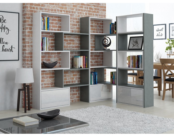 Univerzálny regál Paco - biela / sivá