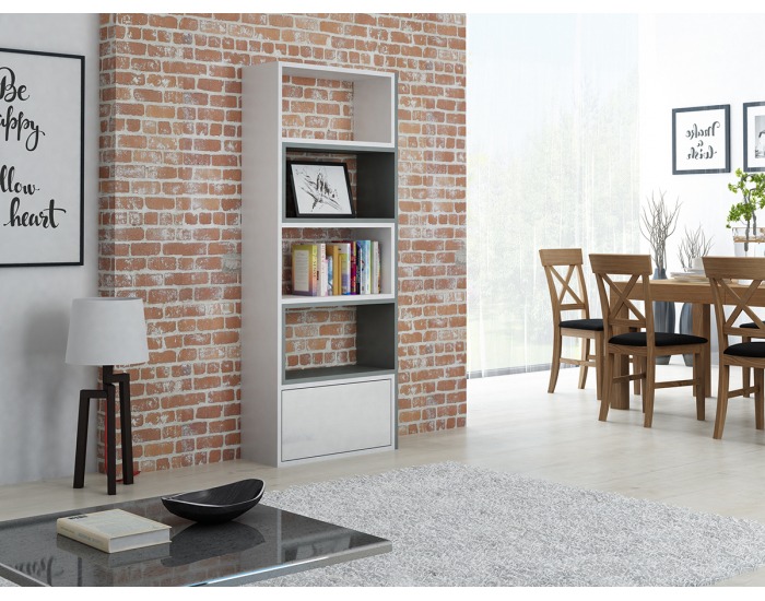 Univerzálny regál Paco - biela / sivá