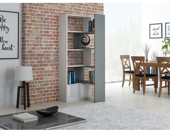 Univerzálny regál Paco - biela / sivá