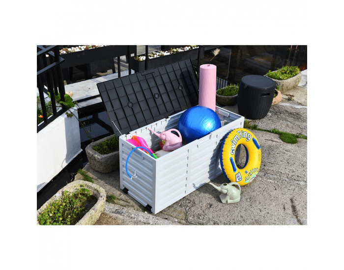 Záhradná truhlica Padmo - biela / čierna