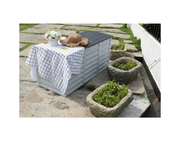 Záhradná truhlica Padmo - biela / čierna