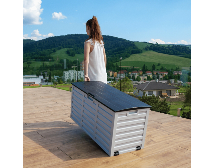 Záhradná truhlica Padmo - biela / čierna