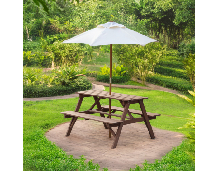 Drevený detský záhradný set Pady - hnedá / béžová