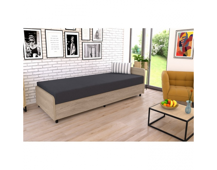 Jednolôžková posteľ (váľanda) s úložným priestorom Pamir - dub sonoma / sivá