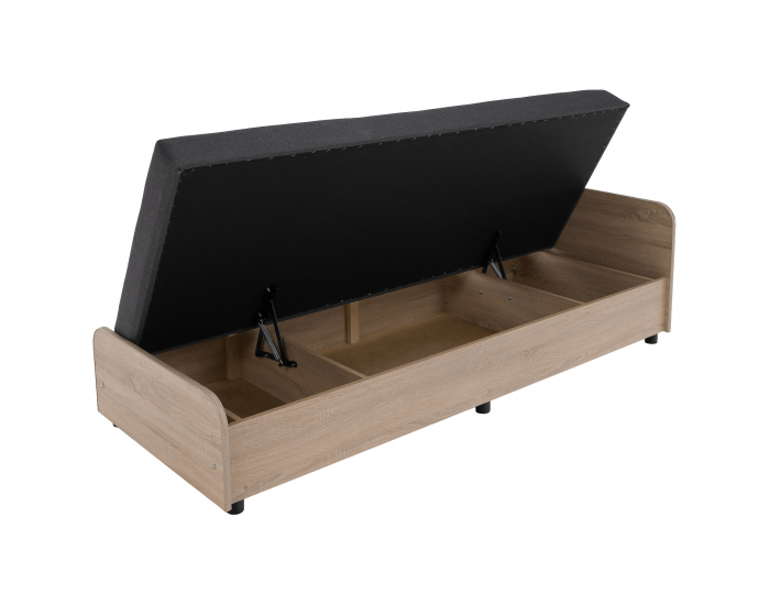 Jednolôžková posteľ (váľanda) s úložným priestorom Pamir - dub sonoma / sivá