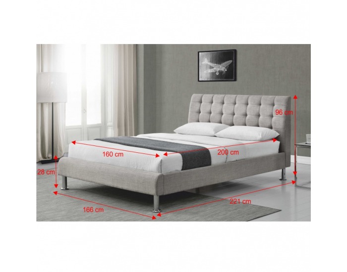 Čalúnená manželská posteľ s roštom Paola 160 160x200 cm - sivá