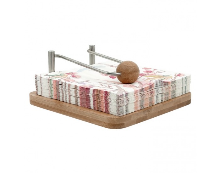 Stojan na servítky Papino - hnedá / strieborná