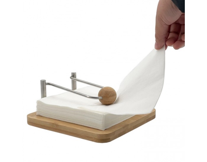 Stojan na servítky Papino - hnedá / strieborná