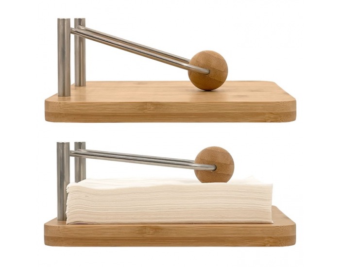 Stojan na servítky Papino - hnedá / strieborná