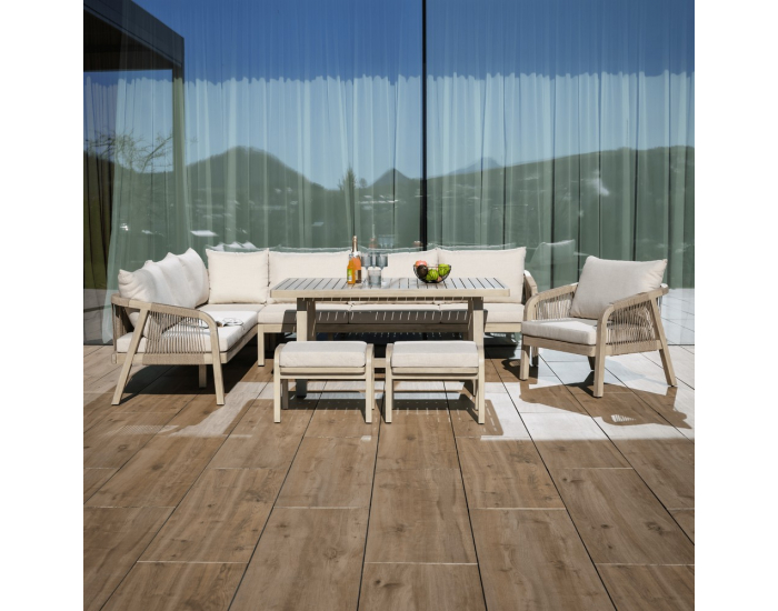 Záhradný nábytok Parven - béžová / prírodná patina