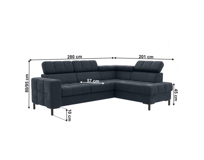 Rohová sedačka s rozkladom a úložným priestorom Pasat Roh P - tmavosivá