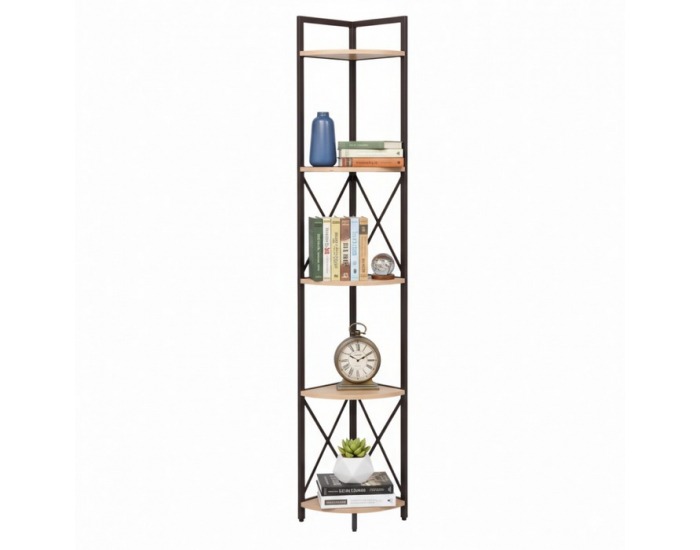 Rohový regál Pasoko - dub / čierna