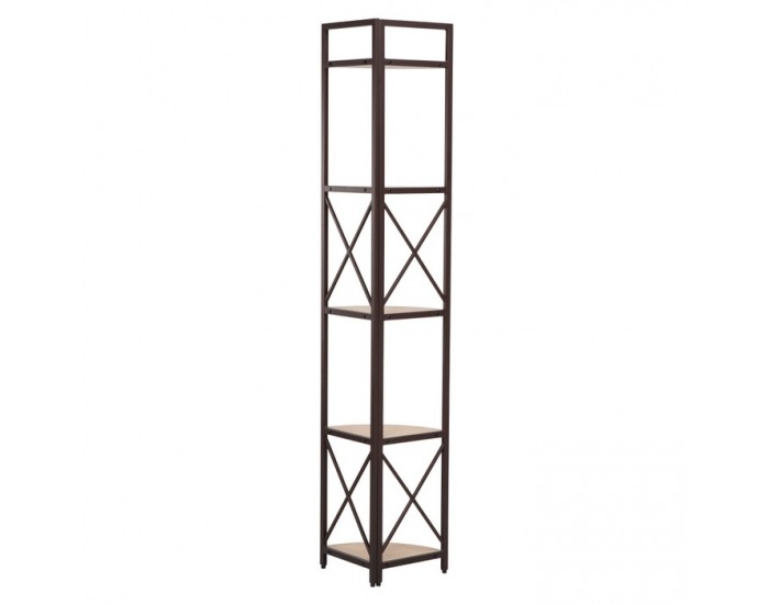 Rohový regál Pasoko - dub / čierna