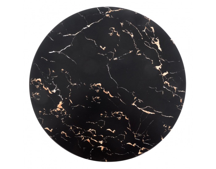 Okrúhly príručný stolík Patrizia - čierny mramor / biela