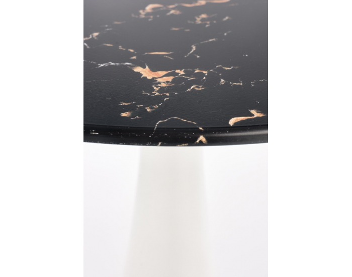 Okrúhly príručný stolík Patrizia - čierny mramor / biela