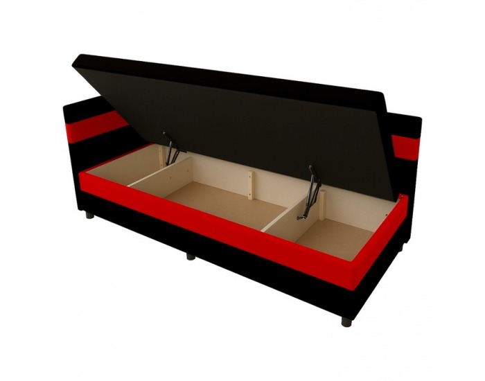 Jednolôžková posteľ (váľanda) s úložným priestorom Paulita - čierna / červená