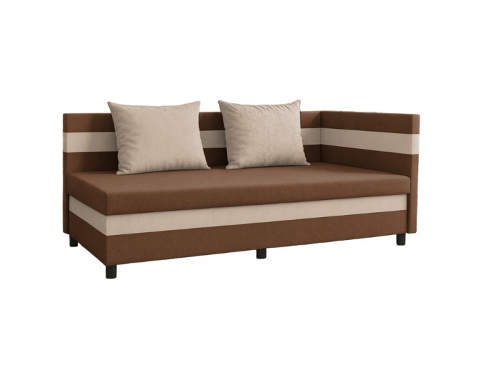 Jednolôžková posteľ (váľanda) s úložným priestorom Paulita - hnedá / béžová